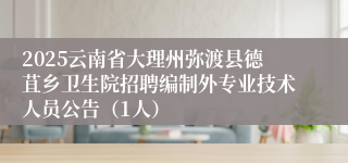 2025云南省大理州弥渡县德苴乡卫生院招聘编制外专业技术人员公告（1人）