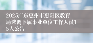 2025广东惠州市惠阳区教育局选调下属事业单位工作人员15人公告