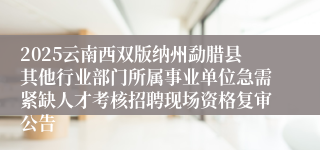 2025云南西双版纳州勐腊县其他行业部门所属事业单位急需紧缺人才考核招聘现场资格复审公告