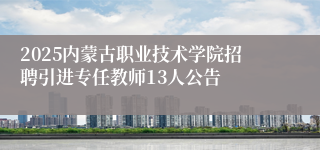 2025内蒙古职业技术学院招聘引进专任教师13人公告
