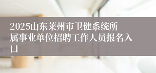 2025山东莱州市卫健系统所属事业单位招聘工作人员报名入口