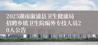 2025湖南溆浦县卫生健康局招聘乡镇卫生院编外专技人员20人公告