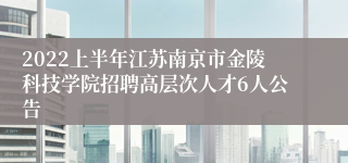 2022上半年江苏南京市金陵科技学院招聘高层次人才6人公告