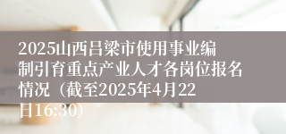 2025山西吕梁市使用事业编制引育重点产业人才各岗位报名情况（截至2025年4月22日16:30）