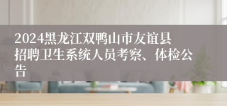 2024黑龙江双鸭山市友谊县招聘卫生系统人员考察、体检公告