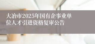 大冶市2025年国有企事业单位人才引进资格复审公告