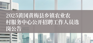 2025黄冈黄梅县乡镇农业农村服务中心公开招聘工作人员选岗公告