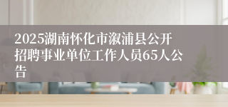 2025湖南怀化市溆浦县公开招聘事业单位工作人员65人公告
