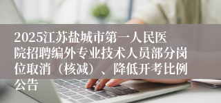 2025江苏盐城市第一人民医院招聘编外专业技术人员部分岗位取消（核减）、降低开考比例公告