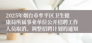 2025年烟台市牟平区卫生健康局所属事业单位公开招聘工作人员取消、调整招聘计划的通知