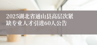 2025湖北省通山县高层次紧缺专业人才引进60人公告