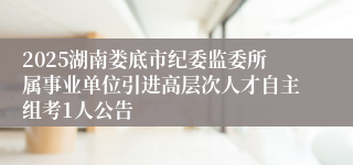 2025湖南娄底市纪委监委所属事业单位引进高层次人才自主组考1人公告