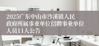 2025广东中山市沙溪镇人民政府所属事业单位招聘事业单位人员11人公告