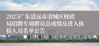 2025广东清远市清城区财政局招聘专项聘员总成绩及进入体检人员名单公告