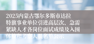 2025内蒙古鄂尔多斯市达拉特旗事业单位引进高层次、急需紧缺人才各岗位面试成绩及入围体检和考察人员名单公示