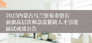 2025内蒙古乌兰察布市察右前旗高层次和急需紧缺人才引进面试成绩公告