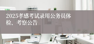 2025孝感考试录用公务员体检、考察公告