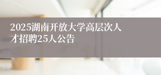2025湖南开放大学高层次人才招聘25人公告