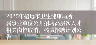 2025年招远市卫生健康局所属事业单位公开招聘高层次人才相关岗位取消、核减招聘计划公告