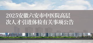 2025安徽六安市中医院高层次人才引进体检有关事项公告