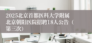 2025北京首都医科大学附属北京朝阳医院招聘18人公告（第三次）