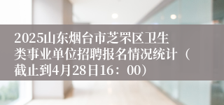 2025山东烟台市芝罘区卫生类事业单位招聘报名情况统计（截止到4月28日16：00）