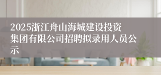 2025浙江舟山海城建设投资集团有限公司招聘拟录用人员公示