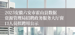 2025安徽六安市霍山县数据资源管理局招聘政务服务大厅窗口人员拟聘用公示