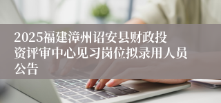 2025福建漳州诏安县财政投资评审中心见习岗位拟录用人员公告