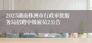 2025湖南株洲市行政审批服务局招聘中级雇员2公告