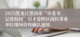 2025黑龙江黑河市“市委书记进校园”引才爱辉区岗位事业单位现场资格确认通知