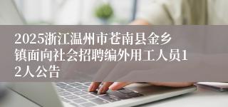 2025浙江温州市苍南县金乡镇面向社会招聘编外用工人员12人公告