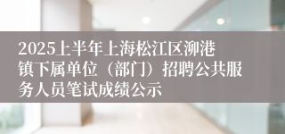 2025上半年上海松江区泖港镇下属单位（部门）招聘公共服务人员笔试成绩公示