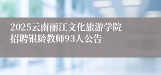 2025云南丽江文化旅游学院招聘银龄教师93人公告