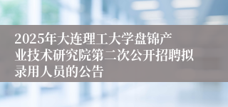 2025年大连理工大学盘锦产业技术研究院第二次公开招聘拟录用人员的公告