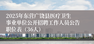 2025年东营广饶县医疗卫生事业单位公开招聘工作人员公告职位表（36人）