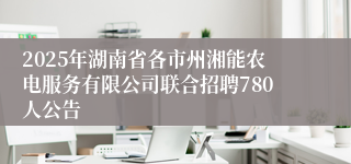 2025年湖南省各市州湘能农电服务有限公司联合招聘780人公告