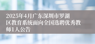 2025年4月广东深圳市罗湖区教育系统面向全国选聘优秀教师1人公告