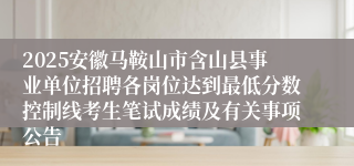 2025安徽马鞍山市含山县事业单位招聘各岗位达到最低分数控制线考生笔试成绩及有关事项公告