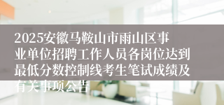 2025安徽马鞍山市雨山区事业单位招聘工作人员各岗位达到最低分数控制线考生笔试成绩及有关事项公告