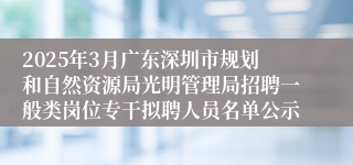 2025年3月广东深圳市规划和自然资源局光明管理局招聘一般类岗位专干拟聘人员名单公示
