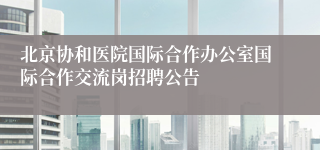 北京协和医院国际合作办公室国际合作交流岗招聘公告