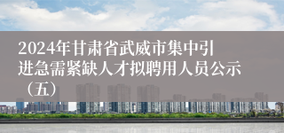 2024年甘肃省武威市集中引进急需紧缺人才拟聘用人员公示（五）