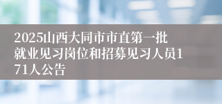 2025山西大同市市直第一批就业见习岗位和招募见习人员171人公告