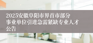 2025安徽阜阳市界首市部分事业单位引进急需紧缺专业人才公告