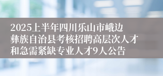 2025上半年四川乐山市峨边彝族自治县考核招聘高层次人才和急需紧缺专业人才9人公告
