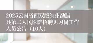 2025云南省西双版纳州勐腊县第二人民医院招聘见习岗工作人员公告（10人）