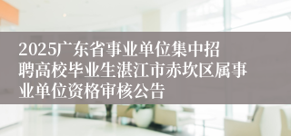 2025广东省事业单位集中招聘高校毕业生湛江市赤坎区属事业单位资格审核公告