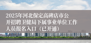 2025年河北保定高碑店市公开招聘卫健局下属事业单位工作人员报名入口（已开通）