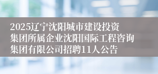 2025辽宁沈阳城市建设投资集团所属企业沈阳国际工程咨询集团有限公司招聘11人公告